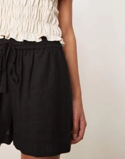Nobody's Child Jet Linen Shorts In Black For Women -Nobody’s Child Shop 208035486 4
