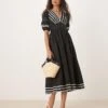 Nobody's Child Rosa Midi Dress In Black With Panel Stripe For Women -Nobody’s Child Shop 208035519 1 black