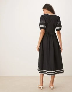 Nobody's Child Rosa Midi Dress In Black With Panel Stripe For Women -Nobody’s Child Shop 208035519 3