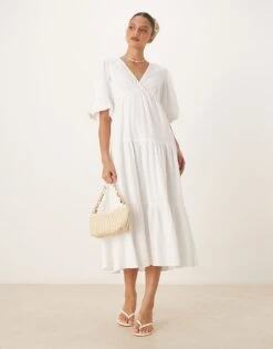 Nobody's Child Roselena Tiered Midi Dress In White For Women