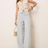 Nobody's Child Shona Denim Twill Trousers In Light Blue For Women