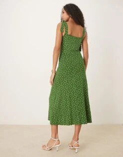 Nobody's Child Adrian Tie Shoulder Midi Dress In Green Spot For Women -Nobody’s Child Shop 208035756 4
