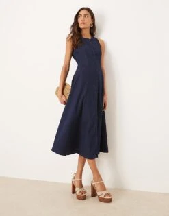 Nobody's Child Shari Sleeveless A-line Button Denim Midi Dress In Indigo For Women -Nobody’s Child Shop 208035780 1 indigo 1