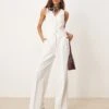 Nobody's Child Jax Crepe Wide Leg Tailored Trousers Co-ord In White For Women