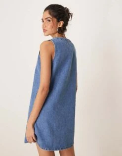 Nobody's Child Lykke A-line Denim Pinny Mini Dress In Mid Wash For Women Americana -Nobody’s Child Shop 208035805 4