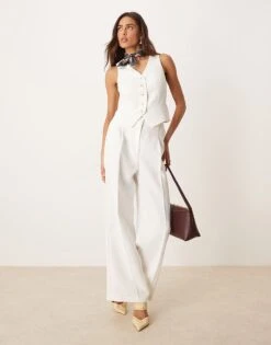 Nobody's Child Vinnie Crepe Tailored Waistcoat Co-ord In White For Women -Nobody’s Child Shop 208035853 4