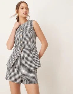 Nobody's Child Harper Tailored Shorts Co-ord In Mono Gingham