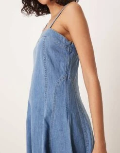 Nobody's Child Anita A-line Panelled Strappy Midi Dress In Mid Vintage Wash For Women -Nobody’s Child Shop 208035965 3