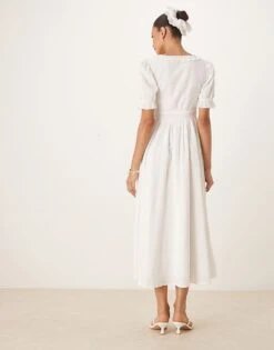 Nobody's Child Flossie Frill Detail Midaxi Dress In White For Women -Nobody’s Child Shop 208075251 3