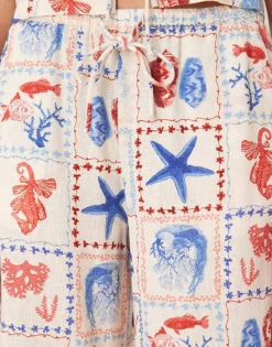 Nobody's Child Reese Linen Wide Leg Trousers Co-ord In Shell Tile Print For Women Multi -Nobody’s Child Shop 208075266 5