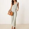 Nobody's Child Maya Ruffle Sleeve Wide Leg Jumpsuit In Green Stripe For Women -Nobody’s Child Shop 208075282 1 greenstripe