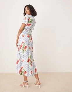 Nobody's Child Flora Midi Tea Dress In Geranium Floral For Women Multi -Nobody’s Child Shop 208075321 3