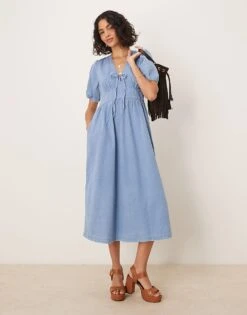 Nobody's Child Astra Denim Twill Midi Dress In Light Blue For Women -Nobody’s Child Shop 208075323 1 lightblue 1