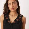 Nobody's Child Penny Embroidered Collar Crop Top In Black For Women -Nobody’s Child Shop 208075343 1 black