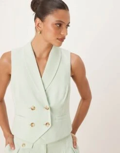 Nobody's Child Double Breasted Cropped Waistcoat Co-ord In Sage For Women Sage Green -Nobody’s Child Shop 208075361 1 sagegreen 1