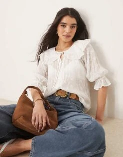 Nobody's Child Aliya Boho Ruffle Blouse In White For Women -Nobody’s Child Shop 208075363 1 white 1