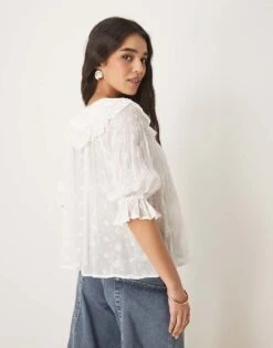 Nobody's Child Aliya Boho Ruffle Blouse In White For Women -Nobody’s Child Shop 208075363 3