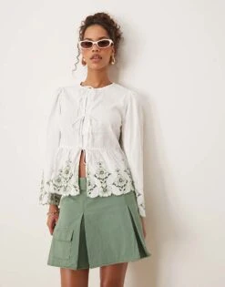 Nobody's Child Aramis Embroidered Blouse In White For Women -Nobody’s Child Shop 208075395 1 white 1