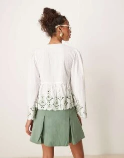 Nobody's Child Aramis Embroidered Blouse In White For Women -Nobody’s Child Shop 208075395 3