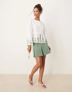 Nobody's Child Aramis Embroidered Blouse In White For Women -Nobody’s Child Shop 208075395 4