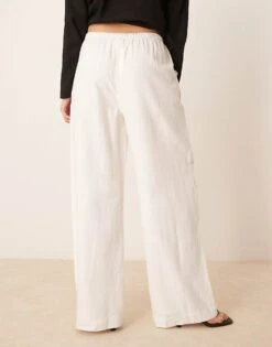 Nobody's Child Shona Straight Leg Linen Trousers In White For Women -Nobody’s Child Shop 208075414 4