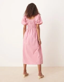 Nobody's Child Kurtis Puff Sleeve Midi Dress In Pink For Women -Nobody’s Child Shop 208075474 3