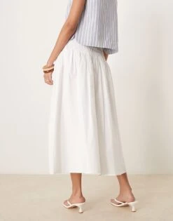 Nobody's Child Thelma Shirred Waist Boho Midi Skirt In White For Women -Nobody’s Child Shop 208075482 4