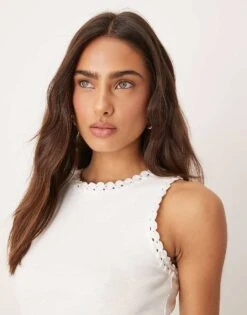 Nobody's Child Crochet Trim Racer Vest In White For Women -Nobody’s Child Shop 208075490 1 white 1