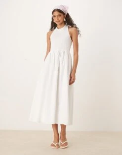Nobody's Child Tizzy Racer Midi Dress In White For Women -Nobody’s Child Shop 208075501 1 white 1