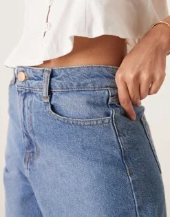 Nobody's Child Brixton Longline Denim Shorts In Mid Wash For Women Mid Blue -Nobody’s Child Shop 208075509 5