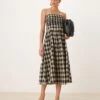 Nobody's Child Felicity Bandeau Drop Waist Midi Dress In Mono Gingham For Women -Nobody’s Child Shop 208075517 1 monogingham