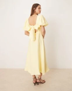Nobody's Child Zola Puff Sleeve Midi Dress In Yellow For Women -Nobody’s Child Shop 208075533 1 yellow 1