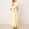Nobody's Child Zola Puff Sleeve Midi Dress In Yellow For Women -Nobody’s Child Shop 208075533 1 yellow